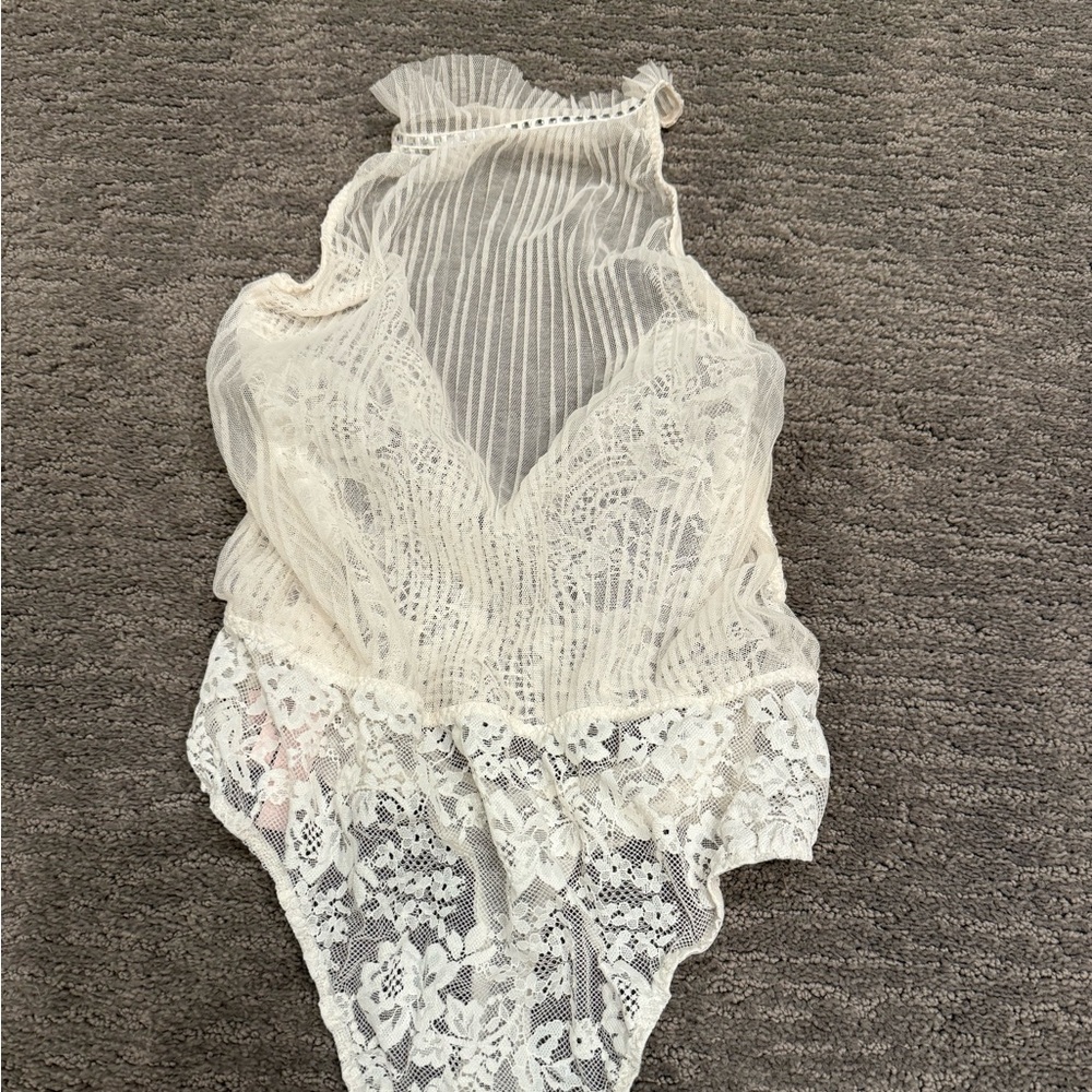 Victoria secret white lace bodysuit. Size small